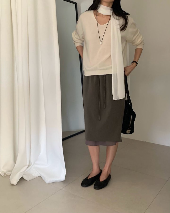 Vine Double Banding Skirt (Midi) by Something Else for Women - view 9