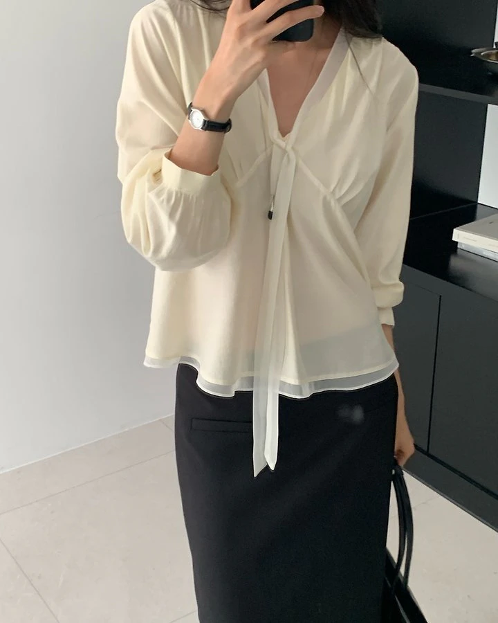 Monet Chiffon Tie Blouse by Something Else for Women - view 8