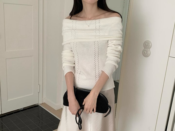 Beni Mohair Off Shoulder Knit by Something Else for Women - view 4