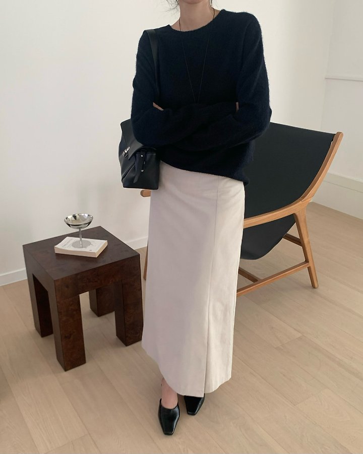 Rhea Peach Slit Skirt (Outer Brushed) by Something Else for Women - view 1