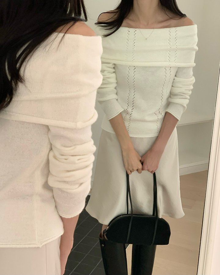 Beni Mohair Off Shoulder Knit by Something Else for Women - view 5