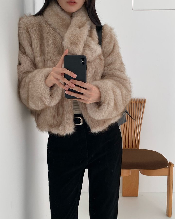 Beau Wool Fur Jacket (Muffler Set) by Something Else for Women - view 4