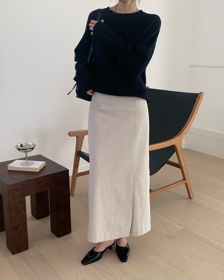 Rhea Peach Slit Skirt (Outer Brushed) by Something Else for Women - view 2