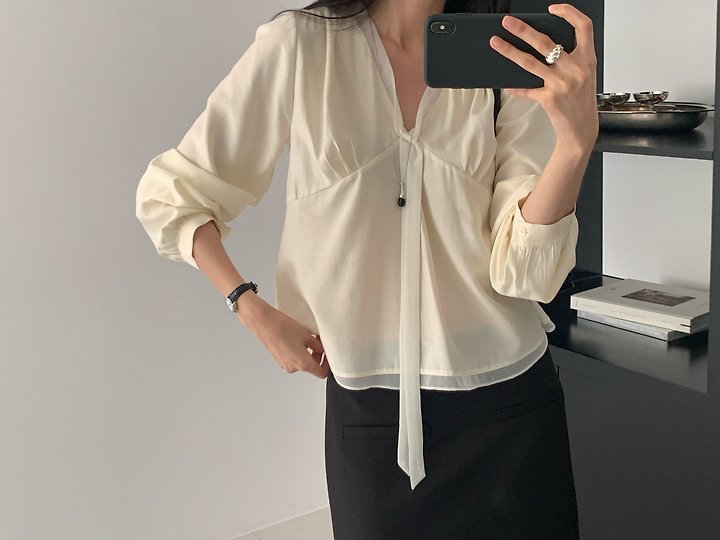 Monet Chiffon Tie Blouse by Something Else for Women - view 10