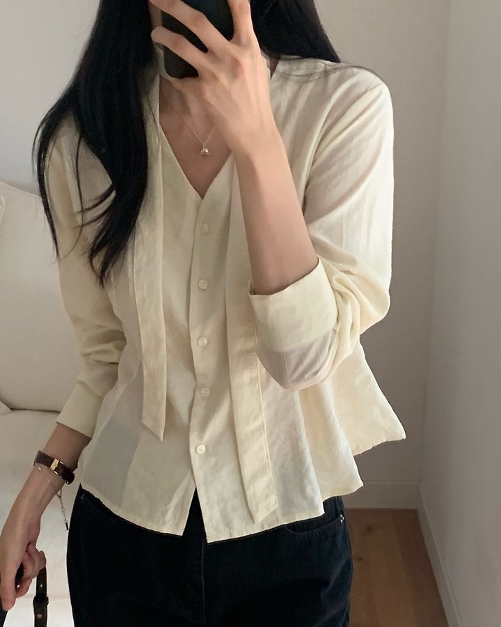 Lauren Flare Tie Blouse by Something Else for Women - view 6