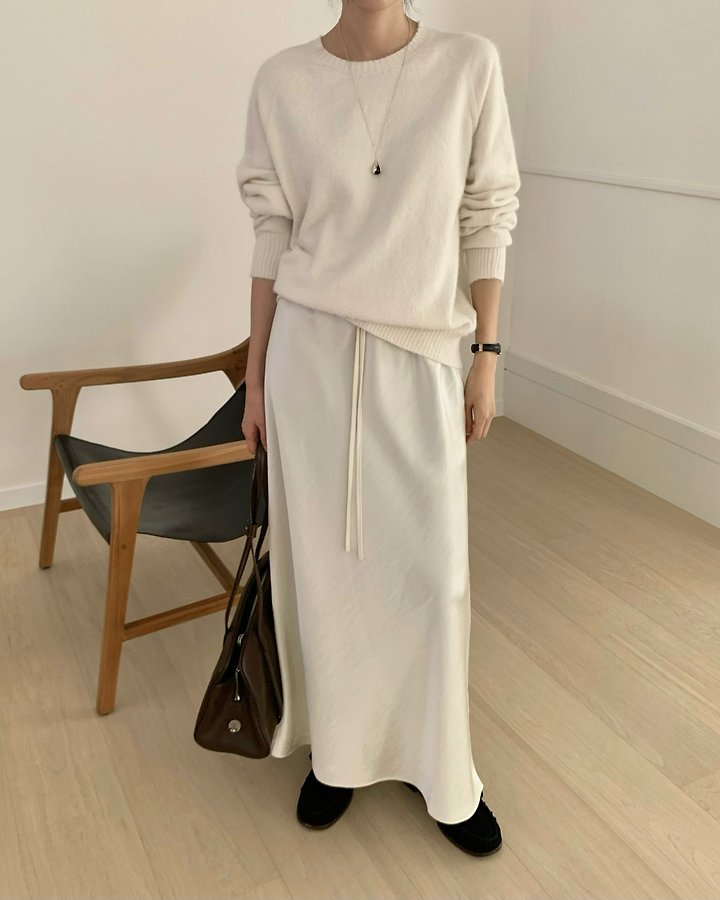 Eyelet Satin Long Skirt by Something Else for Women - view 7
