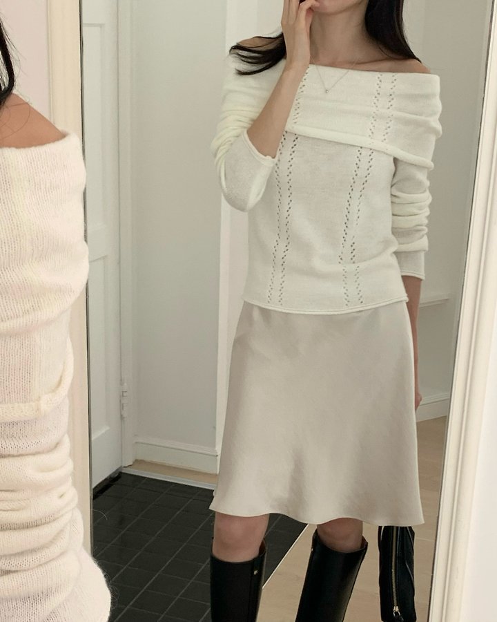 Beni Mohair Off Shoulder Knit by Something Else for Women - view 6
