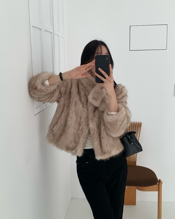 Beau Wool Fur Jacket (Muffler Set) by Something Else for Women - view 5