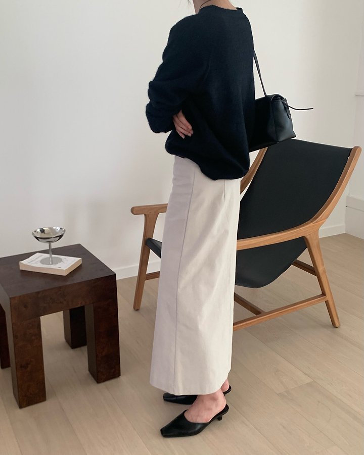 Rhea Peach Slit Skirt (Outer Brushed) by Something Else for Women - view 3