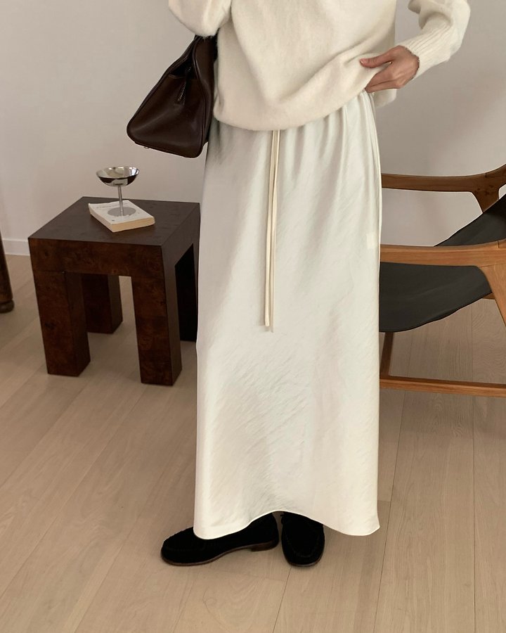 Eyelet Satin Long Skirt by Something Else for Women - view 8