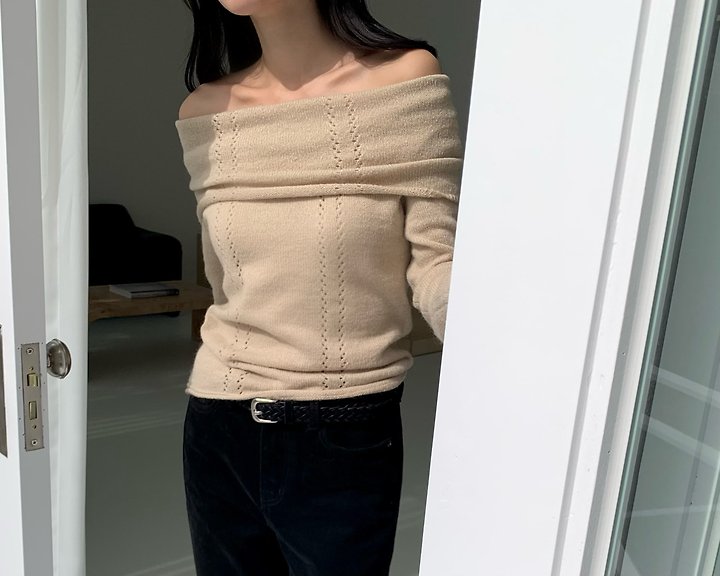 Beni Mohair Off Shoulder Knit by Something Else for Women - view 7