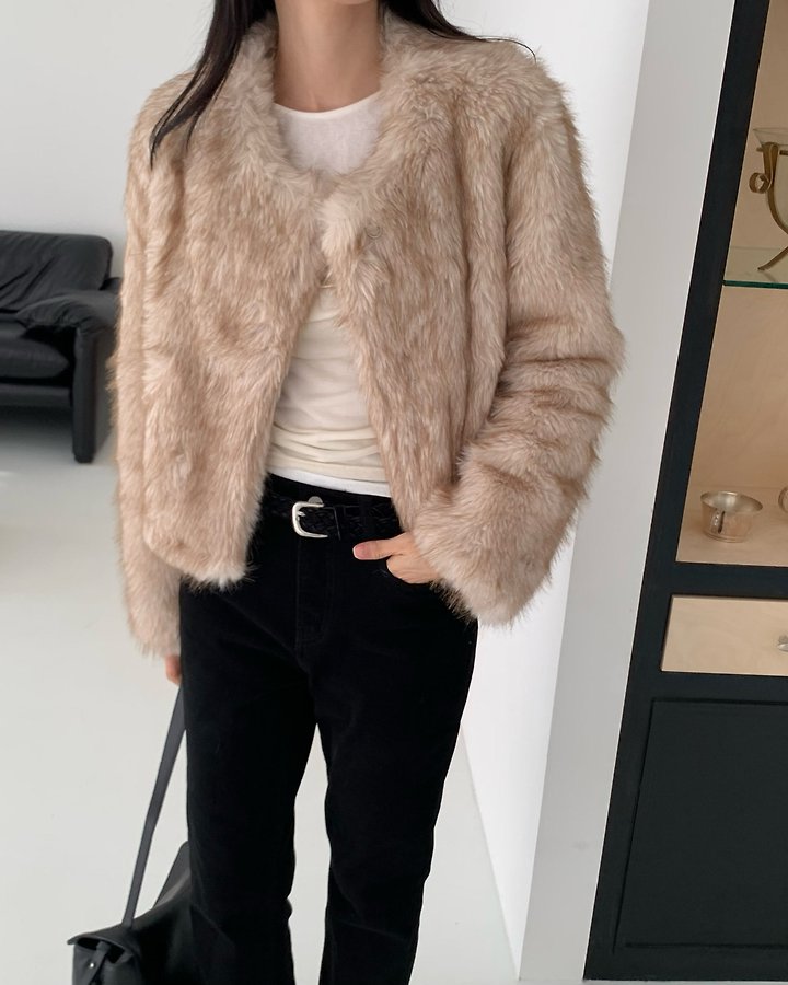 Beau Wool Fur Jacket (Muffler Set) by Something Else for Women - view 6