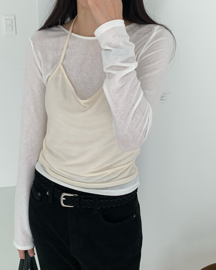 Rosé Colorblock Halter Tee by Something Else for Women - view 2