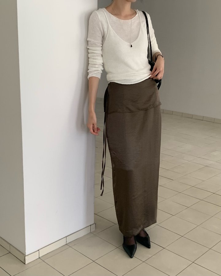 Slow Satin Wrap Layered Skirt by Something Else for Women - view 1