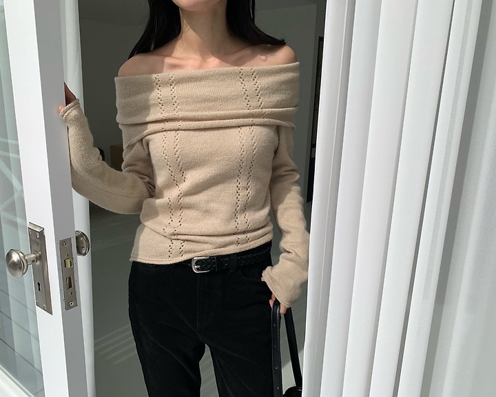Beni Mohair Off Shoulder Knit by Something Else for Women - view 8