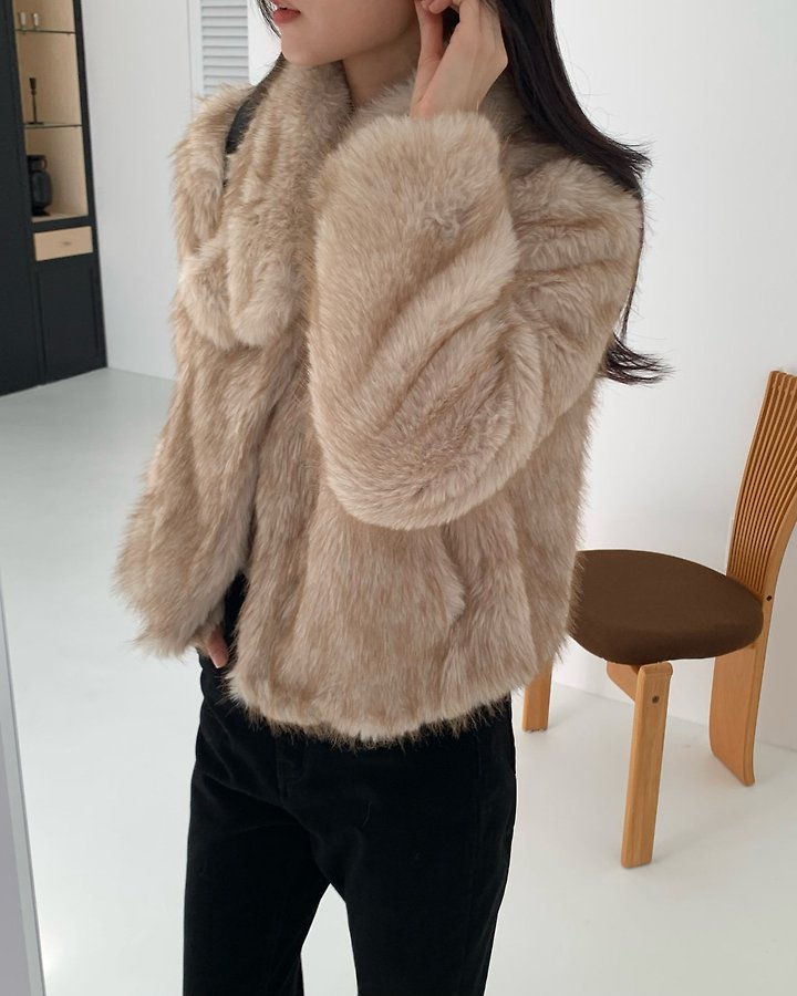 Beau Wool Fur Jacket (Muffler Set) by Something Else for Women - view 7