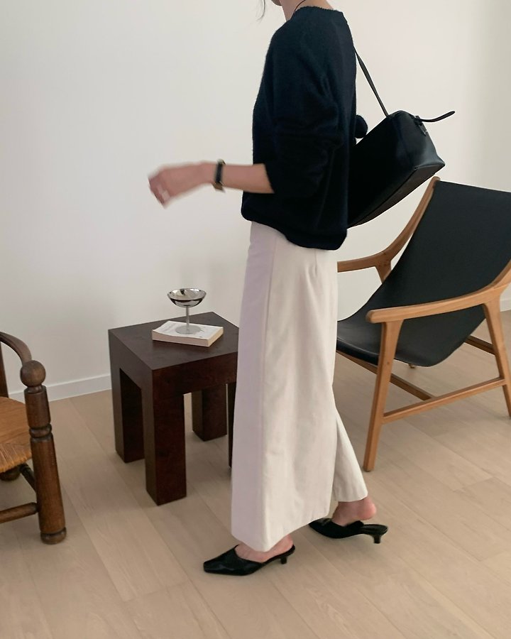 Rhea Peach Slit Skirt (Outer Brushed) by Something Else for Women - view 5