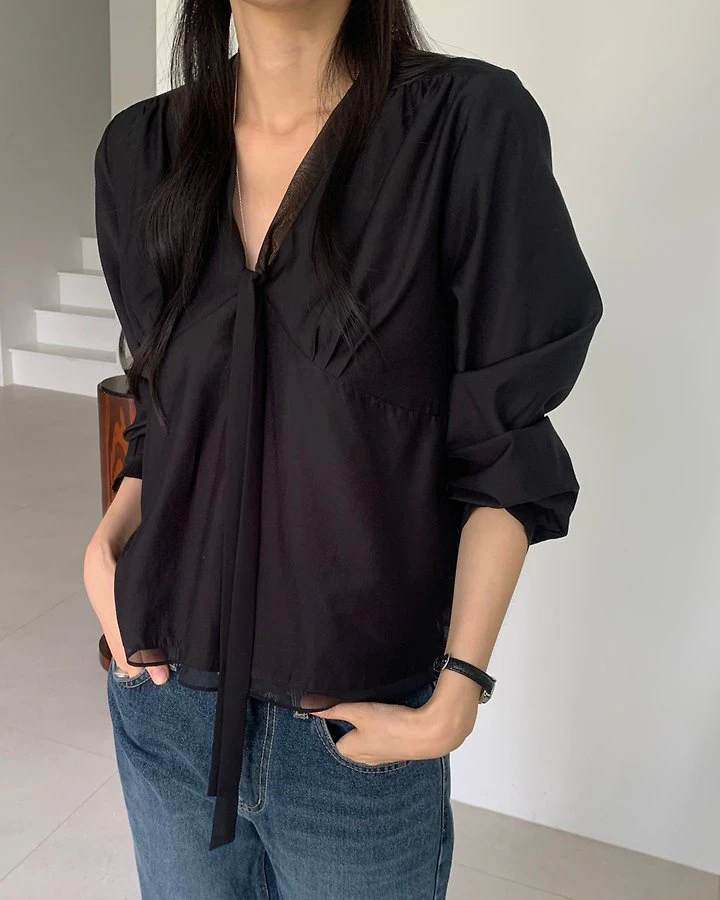 Monet Chiffon Tie Blouse by Something Else for Women - view 5
