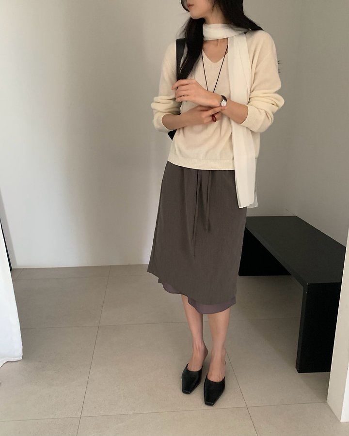 Vine Double Banding Skirt (Midi) by Something Else for Women - view 7