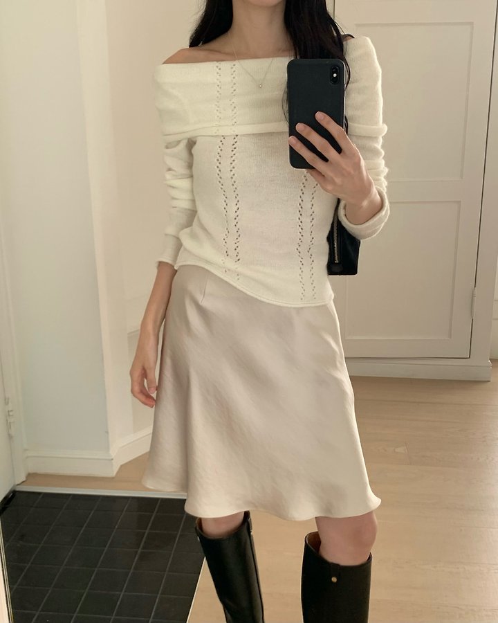 Beni Mohair Off Shoulder Knit by Something Else for Women - view 2