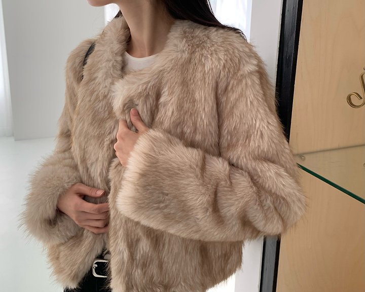 Beau Wool Fur Jacket (Muffler Set) by Something Else for Women - view 1