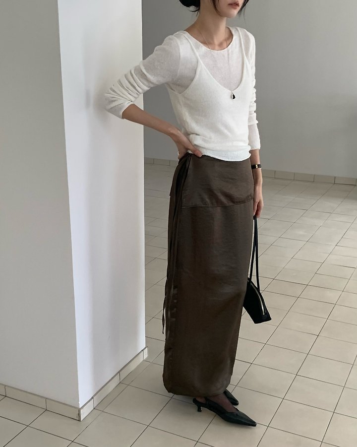 Slow Satin Wrap Layered Skirt by Something Else for Women - view 3