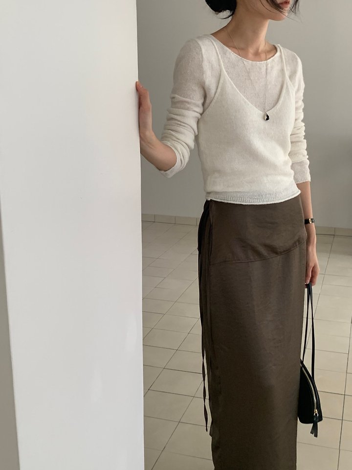 Slow Satin Wrap Layered Skirt by Something Else for Women - view 5