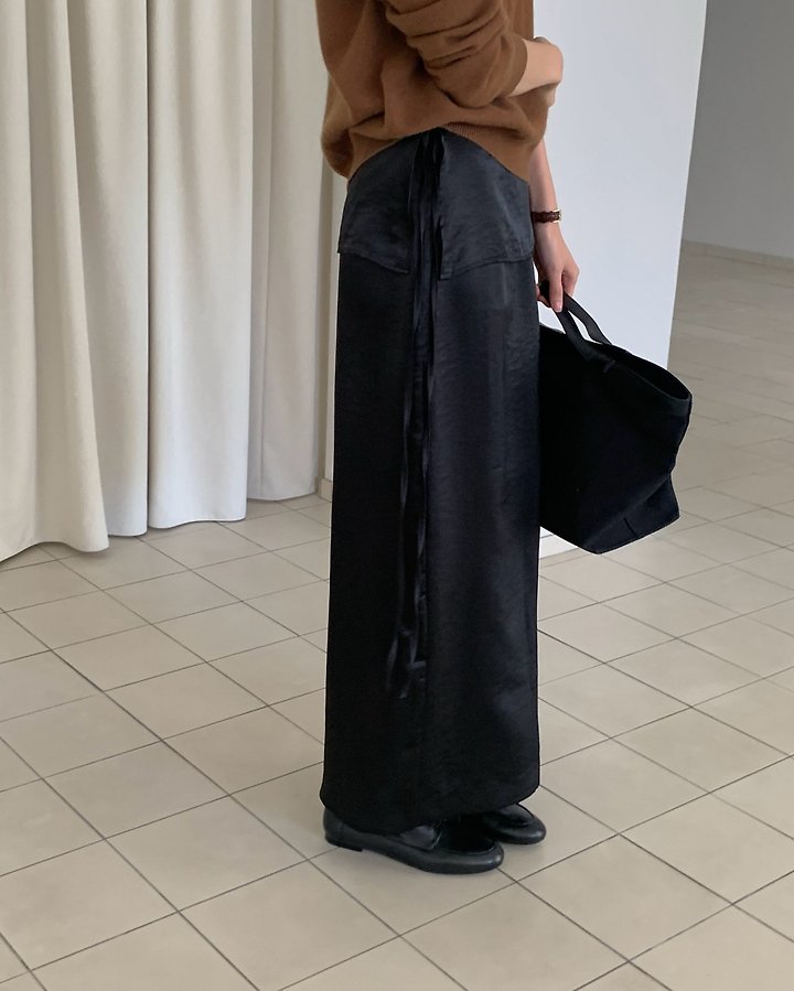 Slow Satin Wrap Layered Skirt by Something Else for Women - view 7