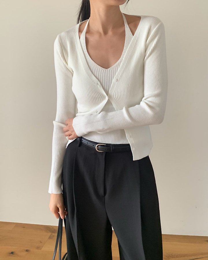Moel Halter Sleeveless Cardigan Set by Something Else for Women - view 1