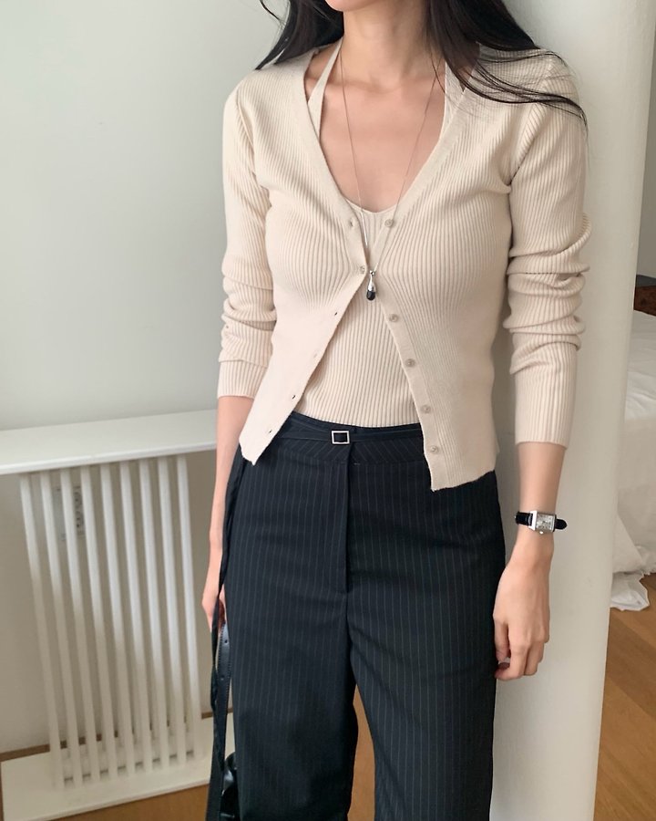 Moel Halter Sleeveless Cardigan Set by Something Else for Women - view 9