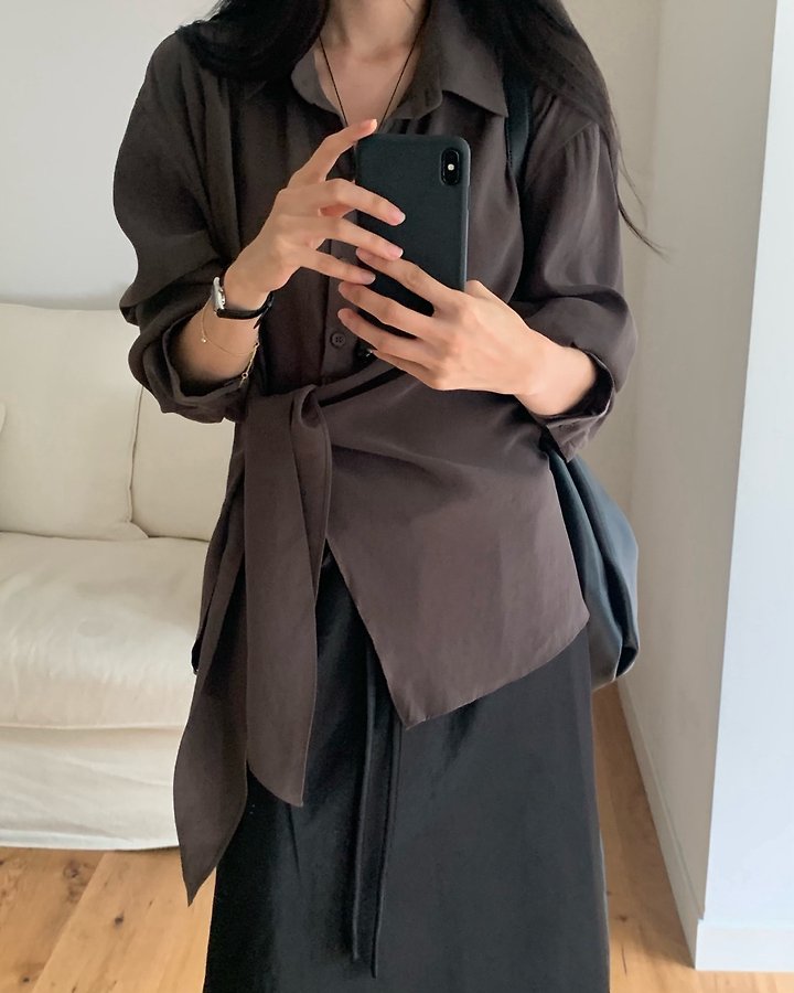 Brin Button Placket Wrap Blouse by Something Else for Women - view 1