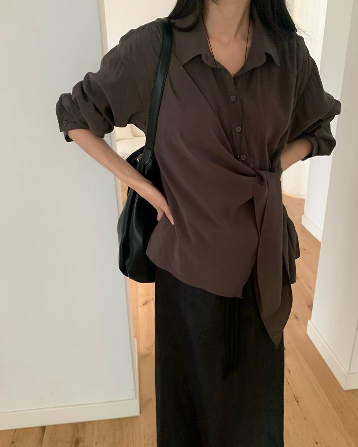 Brin Button Placket Wrap Blouse by Something Else for Women - view 3