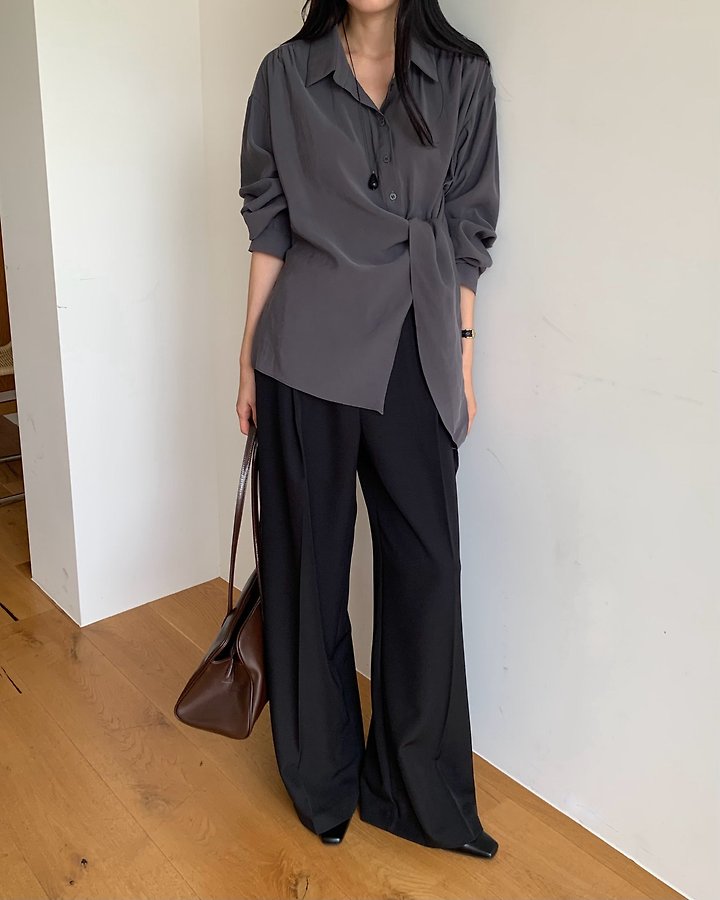 Brin Button Placket Wrap Blouse by Something Else for Women - view 7