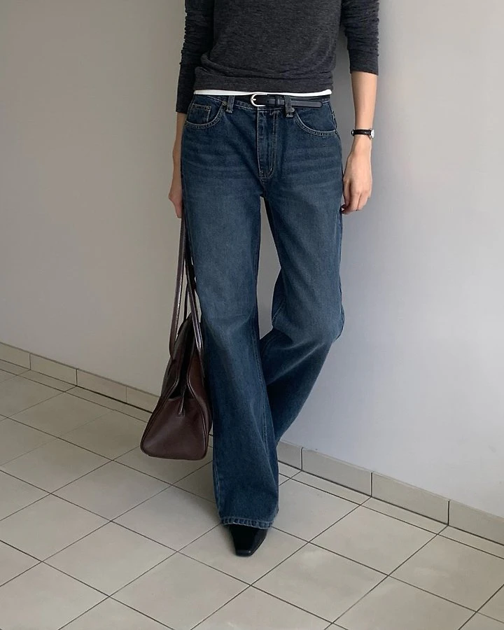 Blush Flare Denim Pants by Something Else for Women - view 3