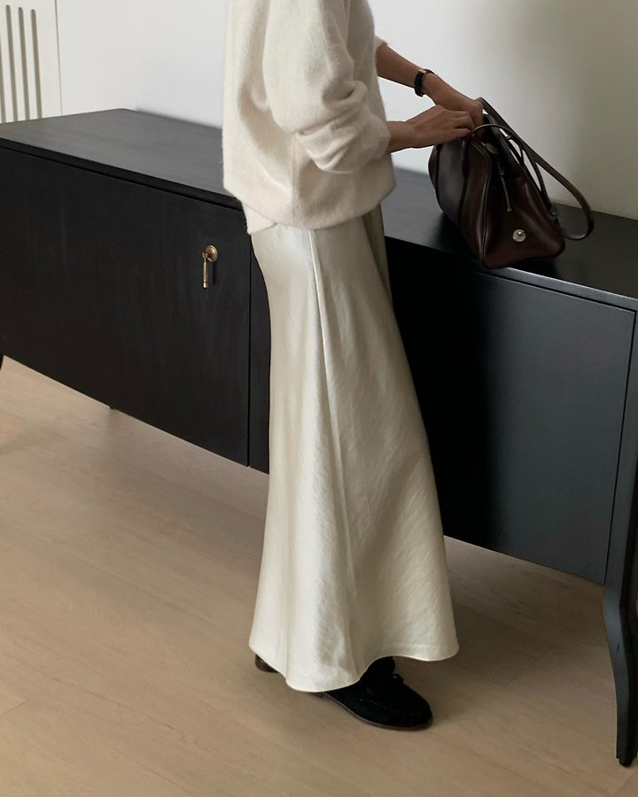 Eyelet Satin Long Skirt by Something Else for Women - view 11