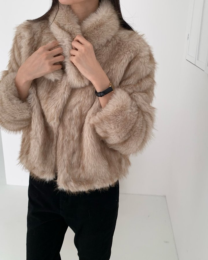 Beau Wool Fur Jacket (Muffler Set) by Something Else for Women - view 11
