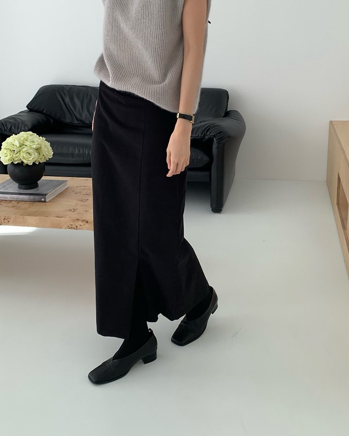 Rhea Peach Slit Skirt (Outer Brushed) by Something Else for Women - view 11