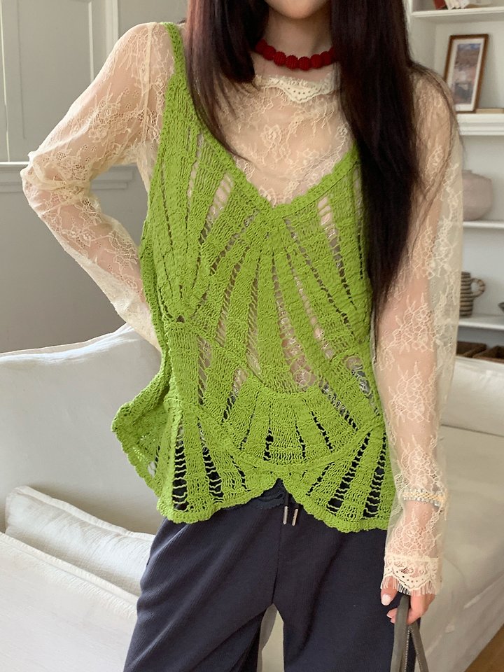Natural Crochet Sleeveless Top by Tarabymotion for Women - view 9