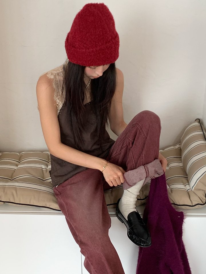 Burgundy Felt Jeans by Tarabymotion for Women - view 11
