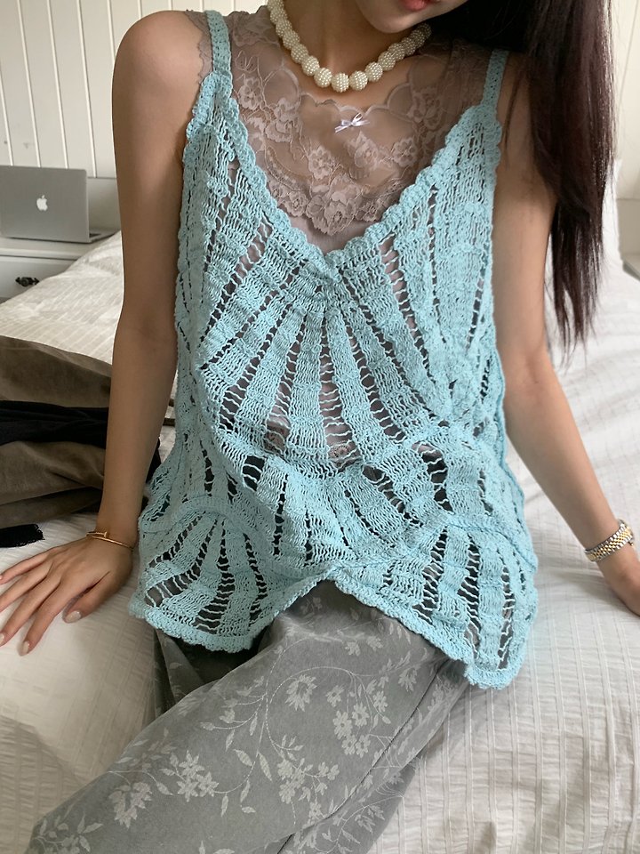 Natural Crochet Sleeveless Top by Tarabymotion for Women - view 1