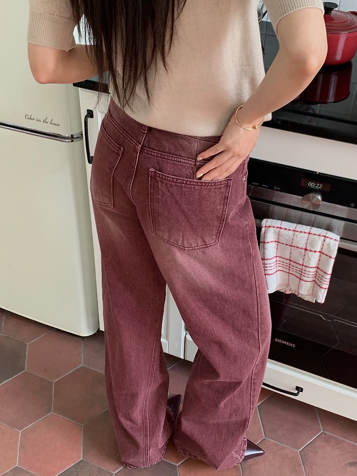 Burgundy Felt Jeans by Tarabymotion for Women - view 6
