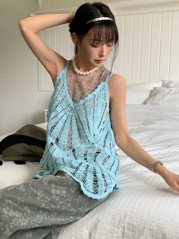 Natural Crochet Sleeveless Top by Tarabymotion for Women - view 3
