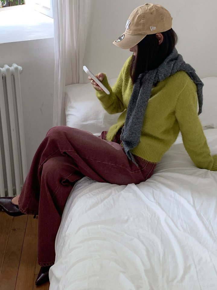 Burgundy Felt Jeans by Tarabymotion for Women - view 7
