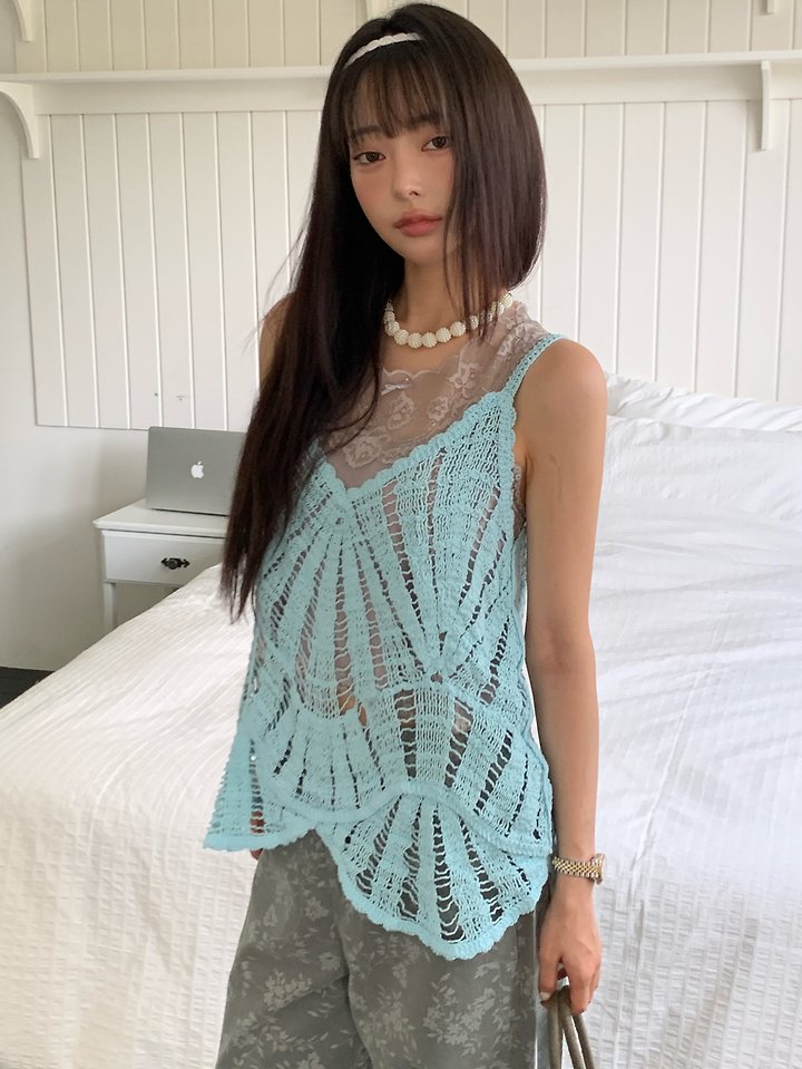 Natural Crochet Sleeveless Top by Tarabymotion for Women - view 5