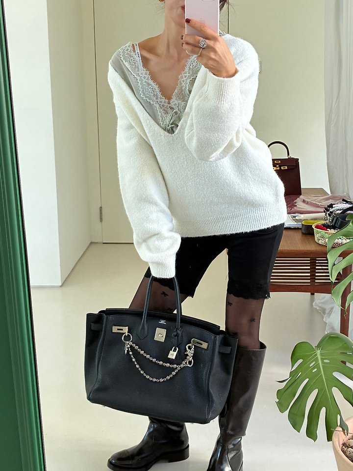 Alpaca V-Neck Knit by Tarabymotion for Women - view 8