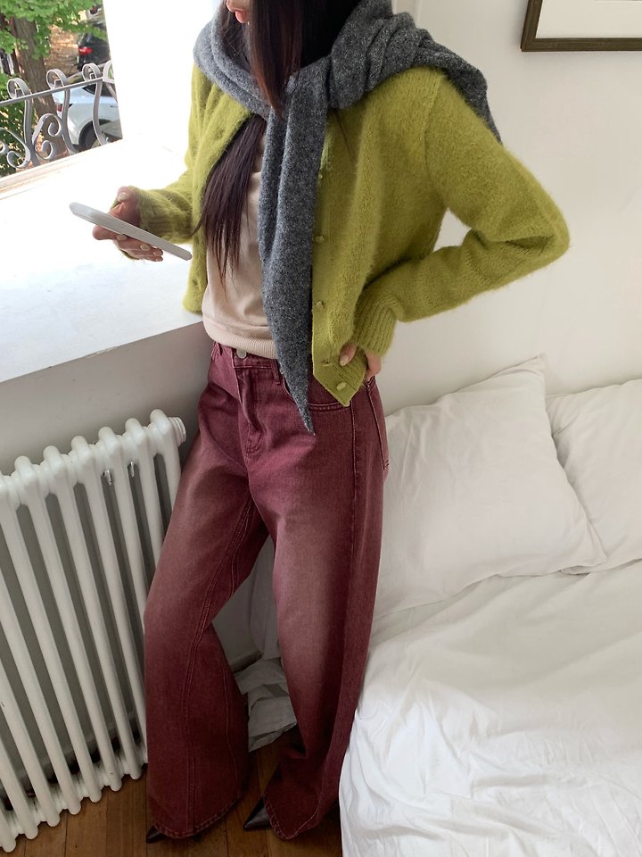 Burgundy Felt Jeans by Tarabymotion for Women - view 2