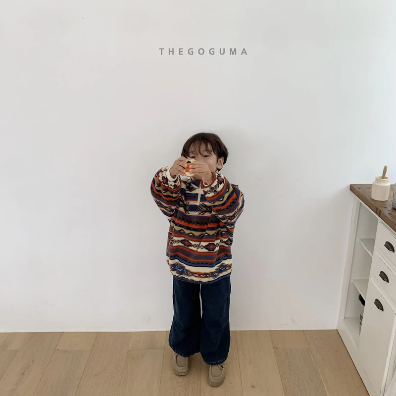 Point Pleats Fleeced Denim Pants by Thegoguma for Child - view 6