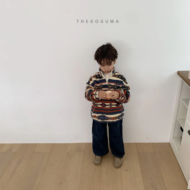 Point Pleats Fleeced Denim Pants by Thegoguma for Child - view 8