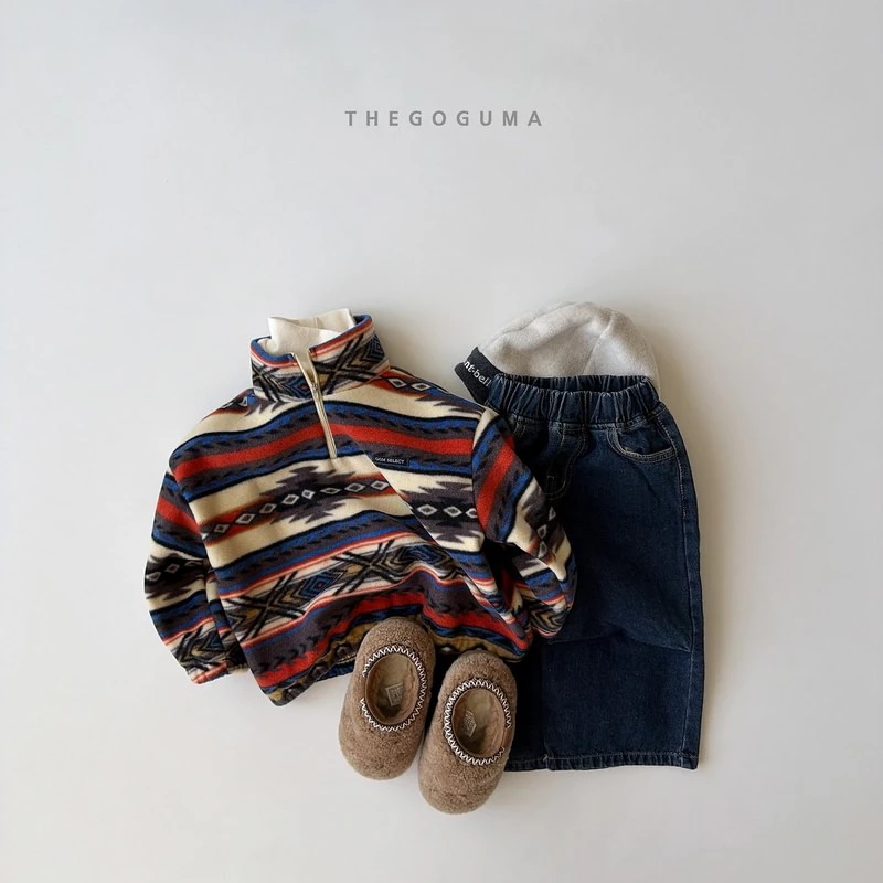 Point Pleats Fleeced Denim Pants by Thegoguma for Child - view 3