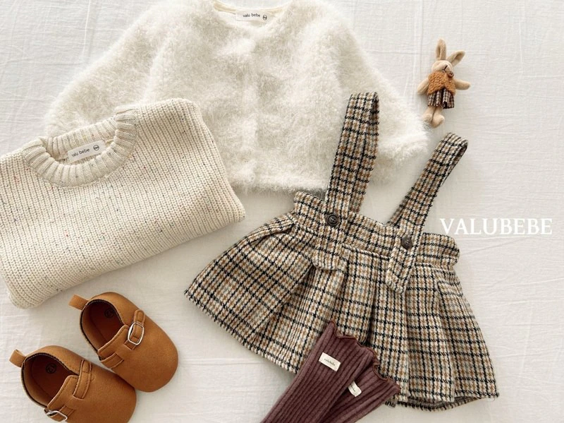 Marble Check Pleated Skirt by Valu Bebe for Baby - view 9